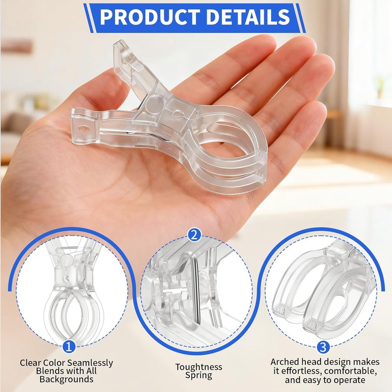Muitcdo 15 Pack Balloon Arch Clips, Large Clear Spring Clamps for Backdrop, 3.5'' Plastic Clips Supplies for Birthday Decoration Accessories Beach Towels Crafts Swimming Pool Photography Studios - Image 4